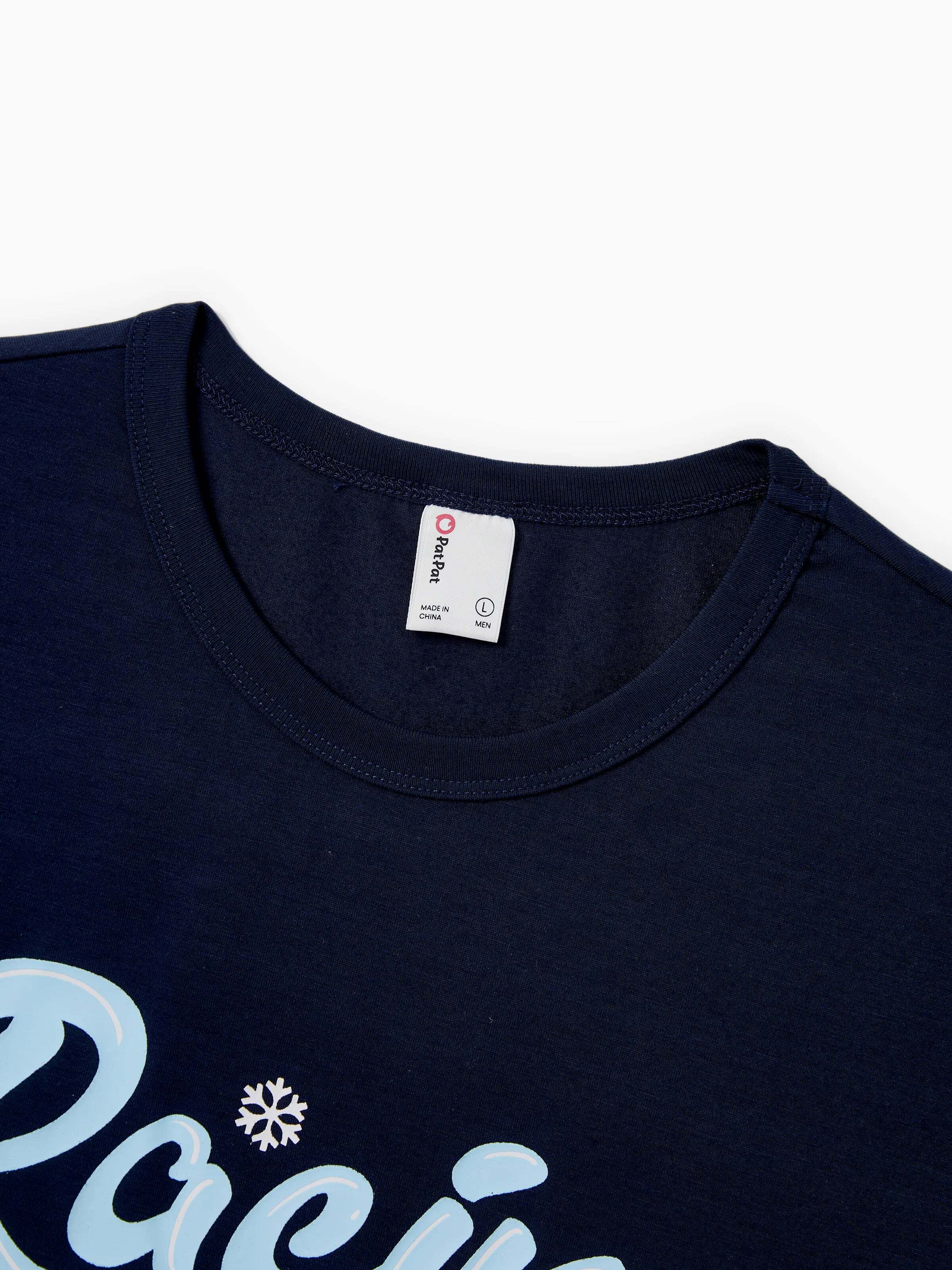 Christmas Matching Family Pajamas Set Sled Dogs Print PJS with Christmas Socks Blue