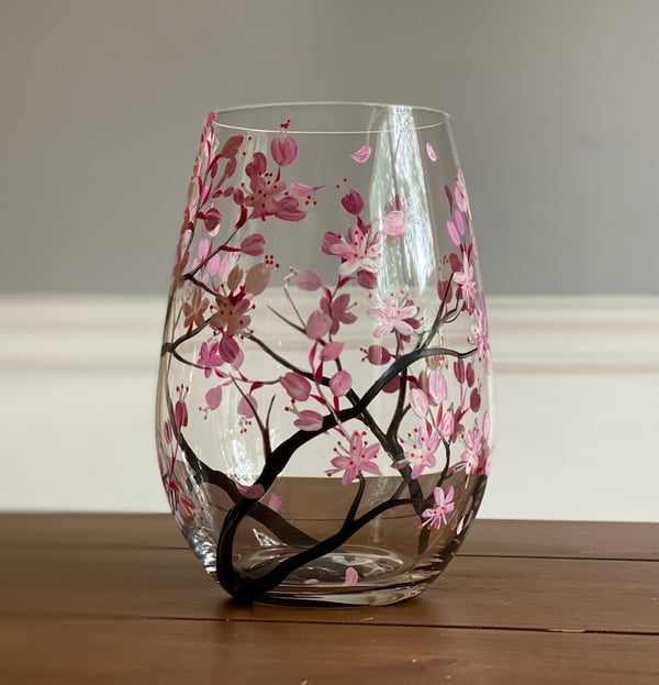 Hand Painted Art - Four Seasons Tree Wine Glasses