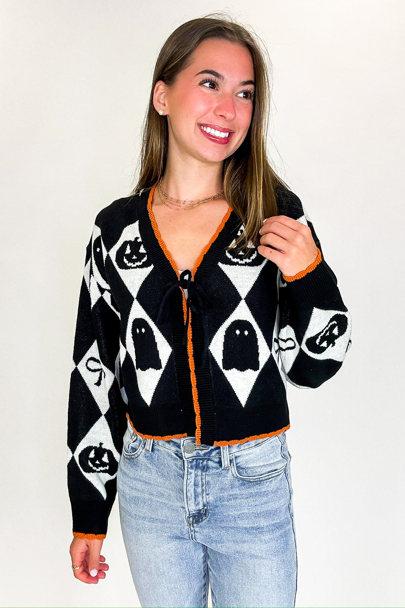 Ghoul Grid Argyle Knit Cardigan - FINAL SALE