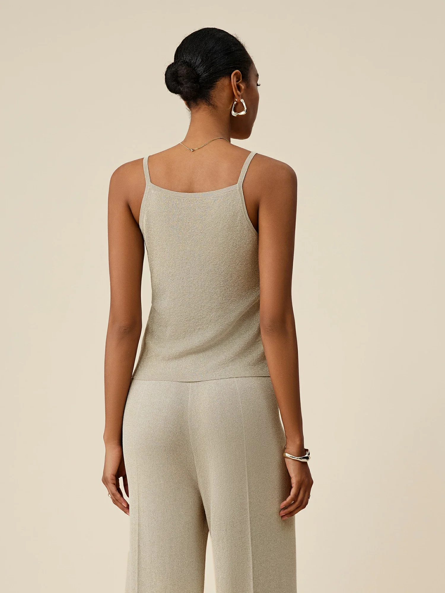 Gold Silver Yarn Sleeveless Camisole