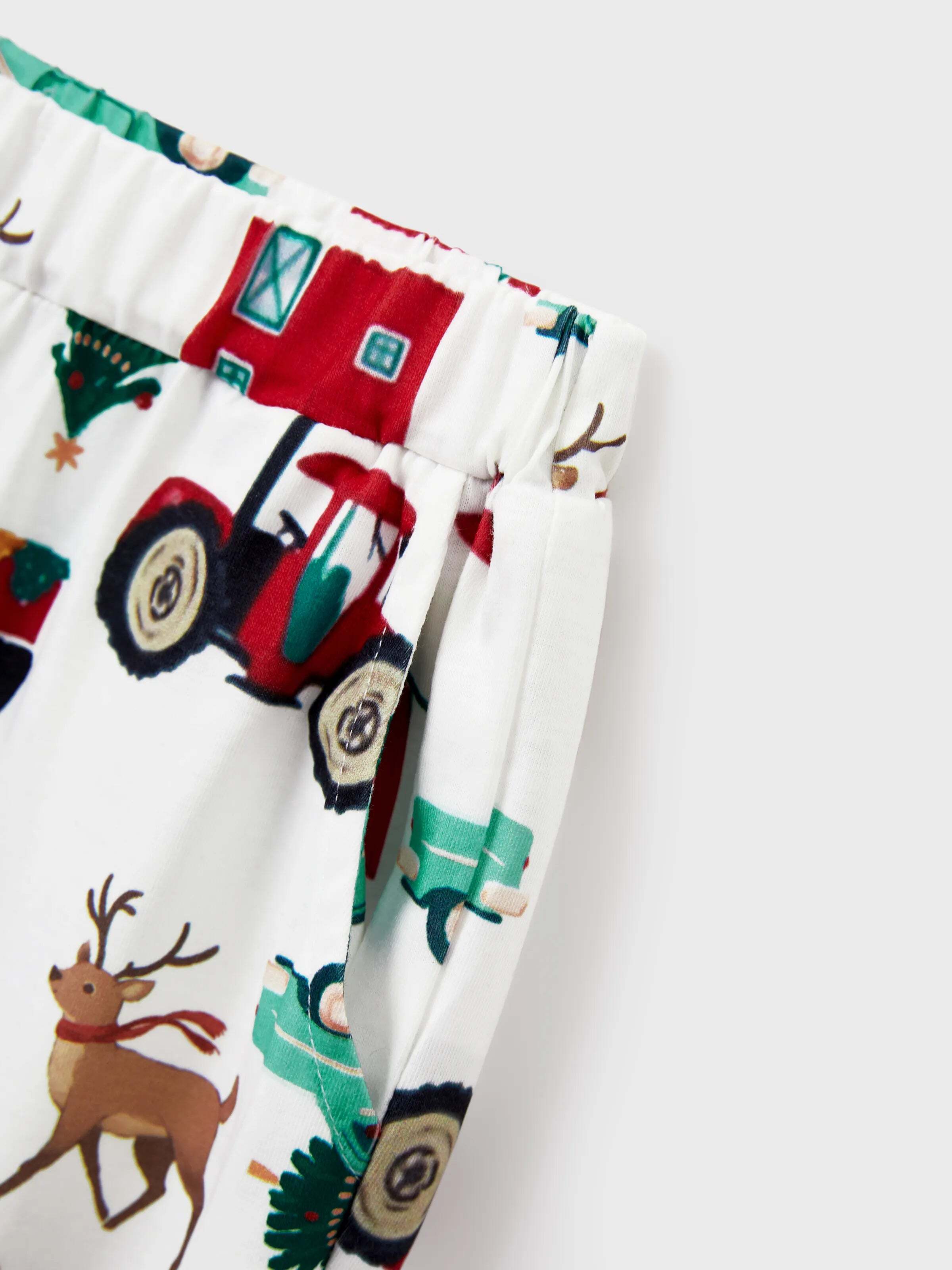 Christmas Matching Family Pajamas Set Reindeer and Car Print PJS with Christmas Socks Red