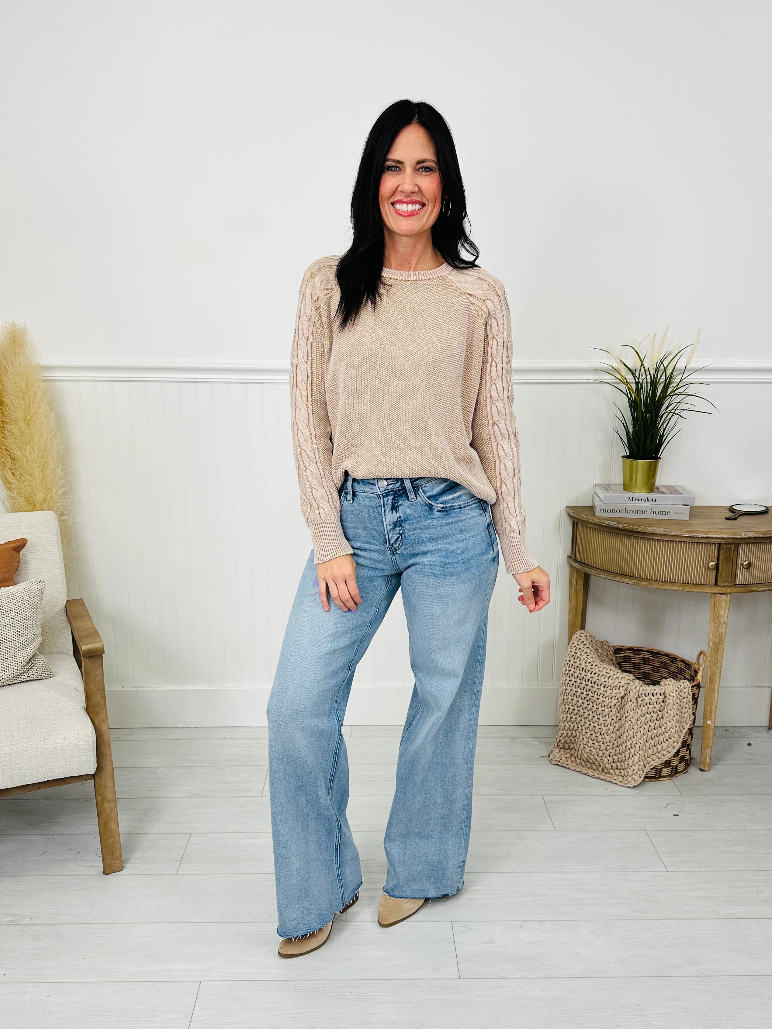 Dream of Me Tummy Control Slim Wide Leg Jeans