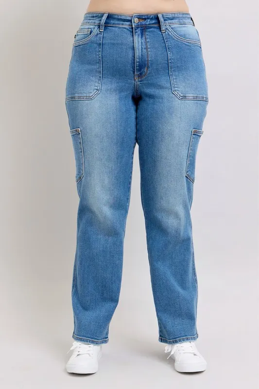 Blue Full Size High Waist 90's Straight Jeans Plus Size