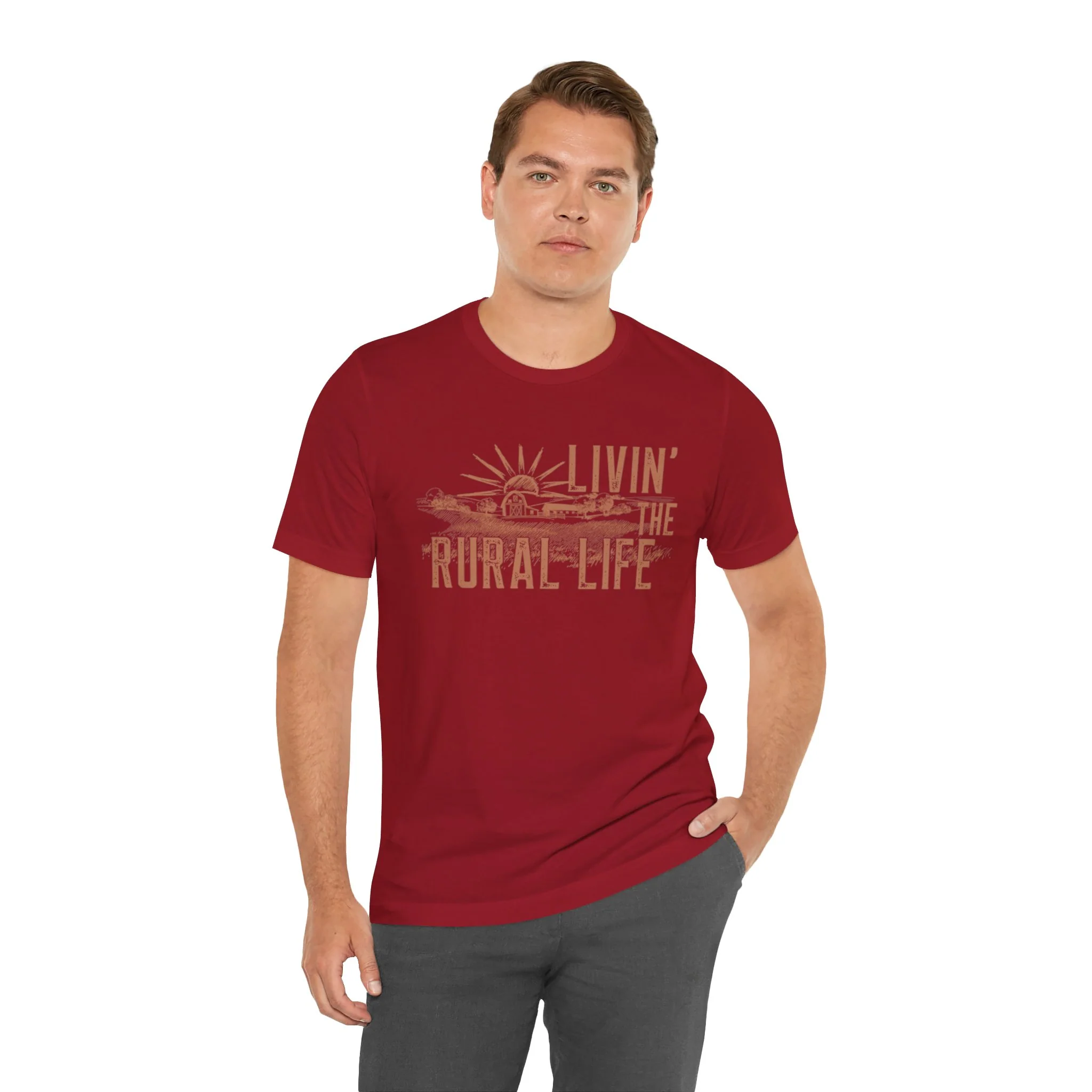 Living the Rural Life (brown graphic) Bella Canvas Unisex Jersey T-Shirt - Multiple Colors