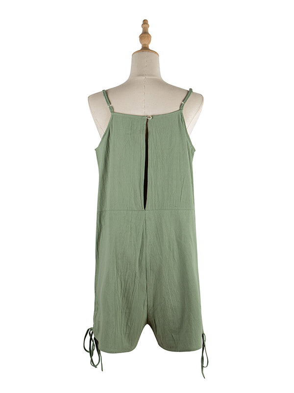 Casual Sleeveless Solid Color Jumpsuit