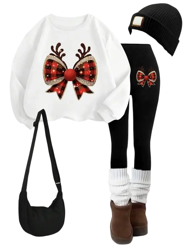 Women's Christmas Pattern Sweatshirt Set