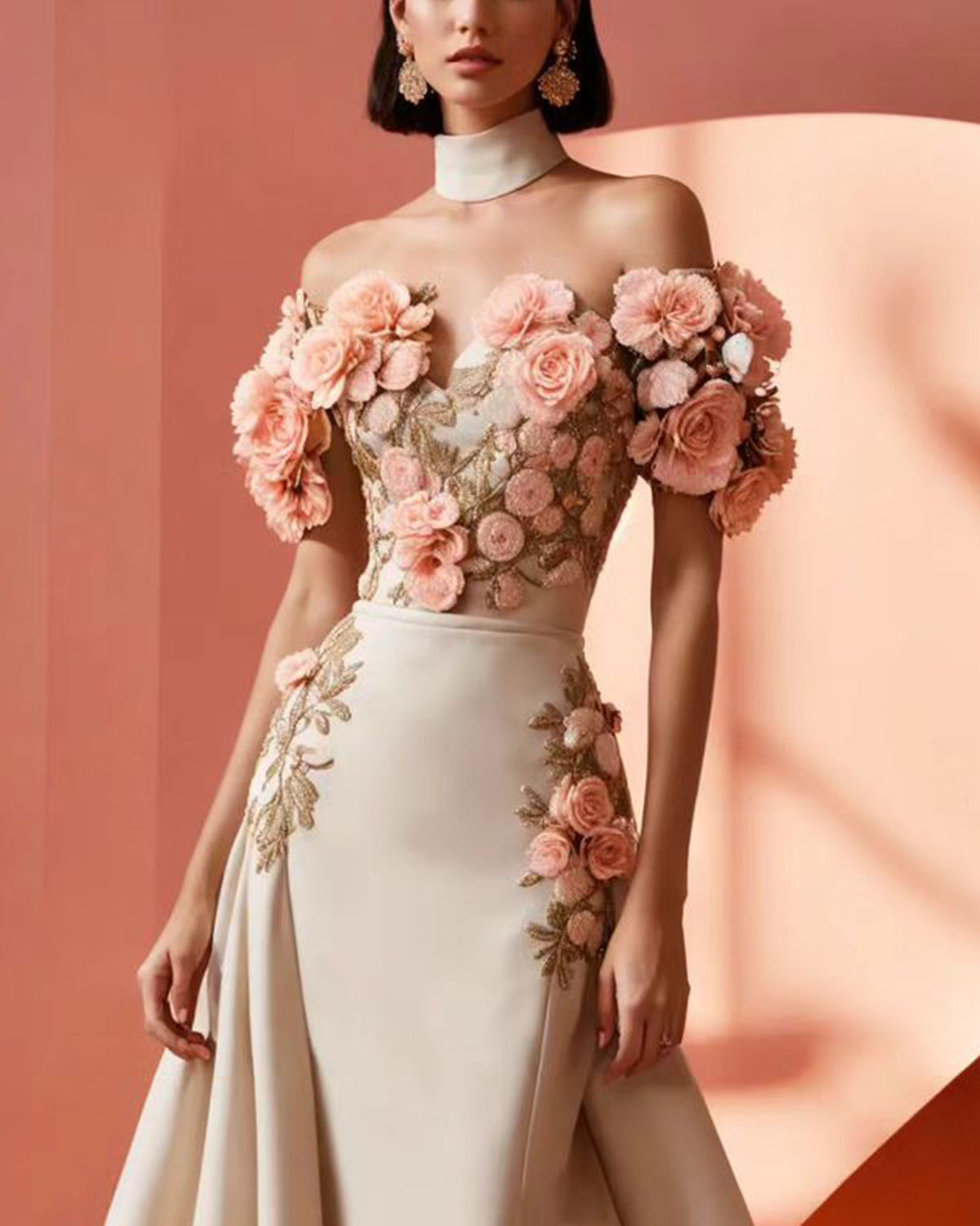 Luxurious 3D Embroidered Gown