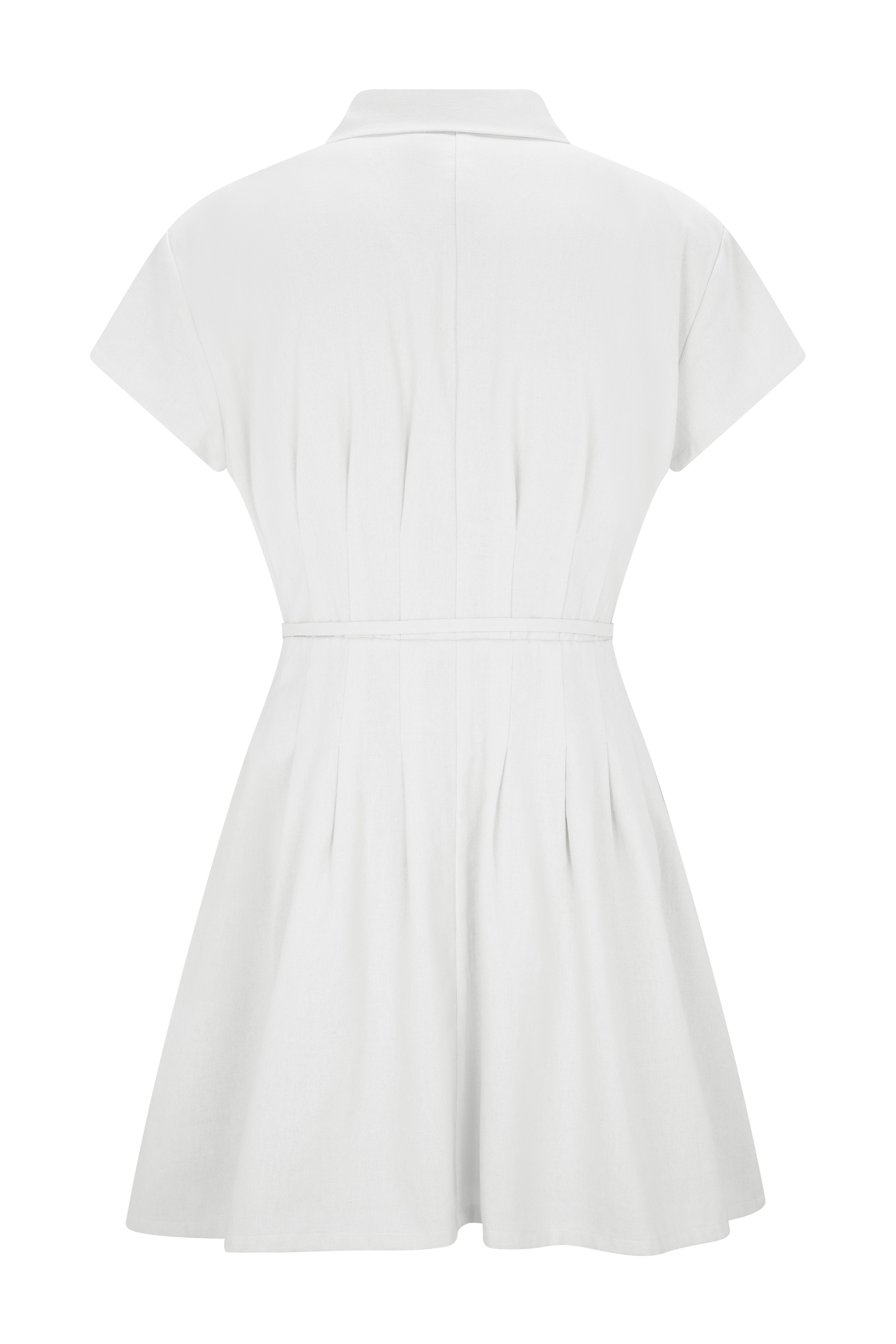 White Buttoned Linen Mini Dress