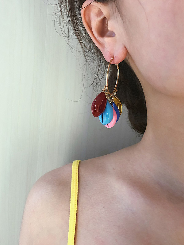 Fashion Colorful Shell Circle Ethnic Earrings