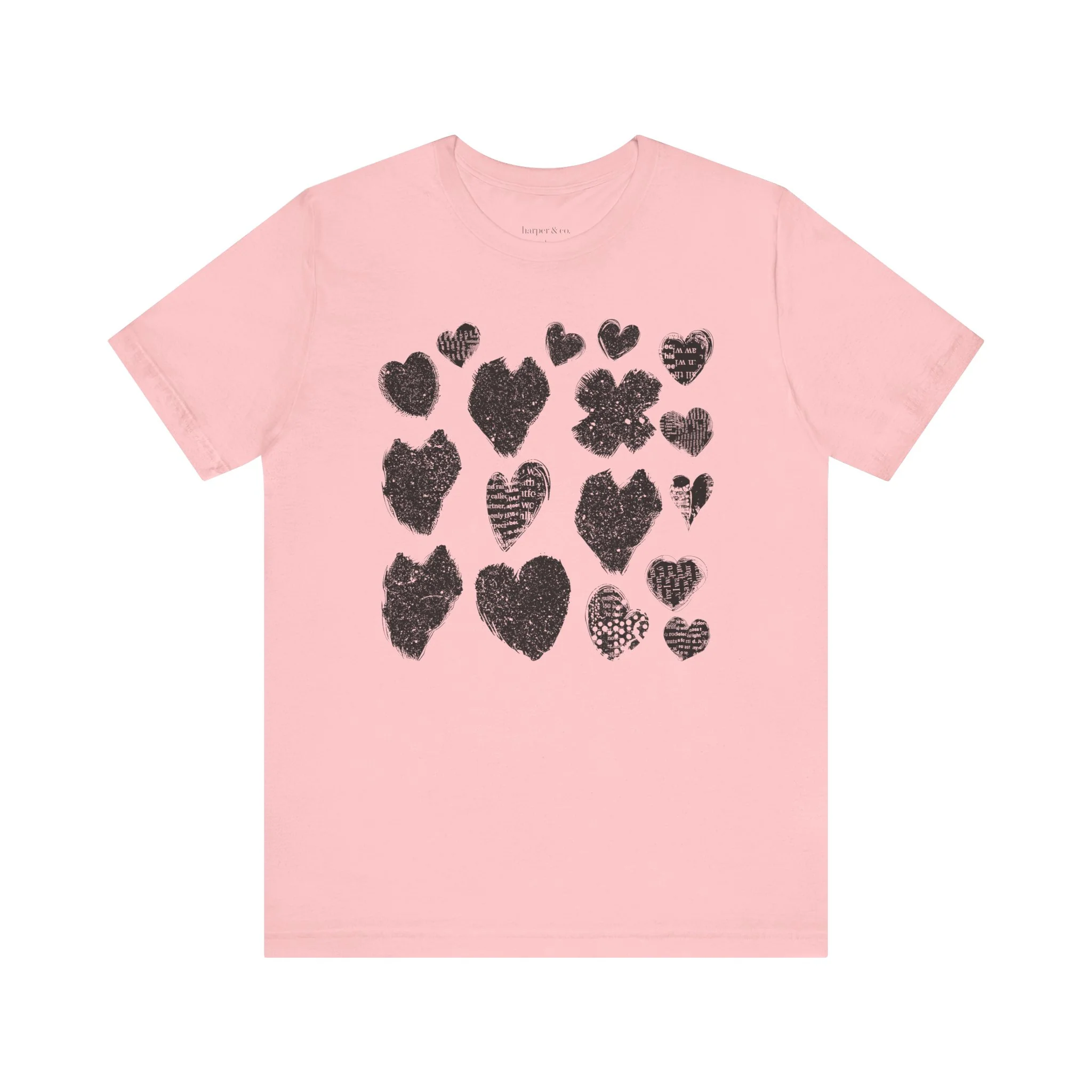 Black Grunge Hearts Unisex Jersey Short Sleeve Tee