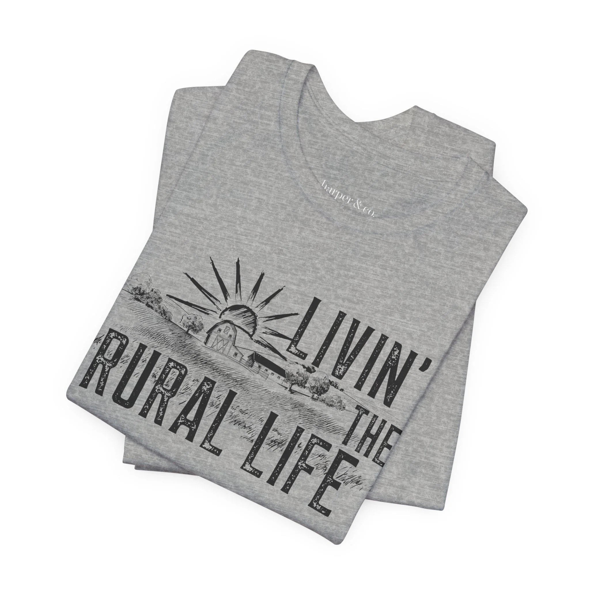 Living the Rural Life (black graphic) Bella Canvas Unisex Jersey T-Shirt - Multiple Colors