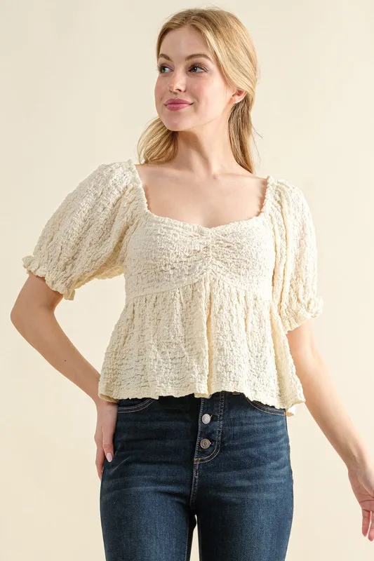Lovely Textured and Smocked Top