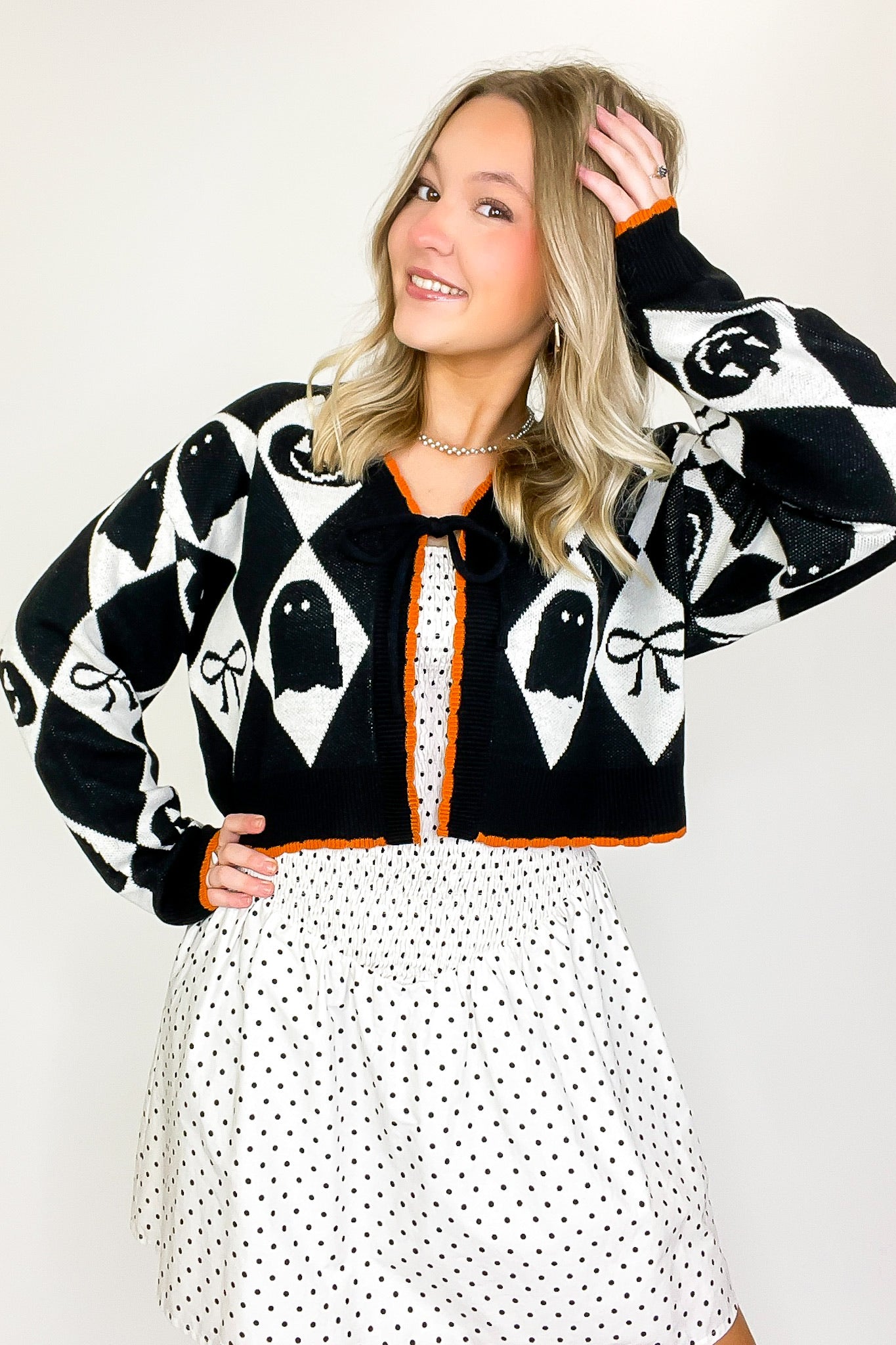 Ghoul Grid Argyle Knit Cardigan - FINAL SALE