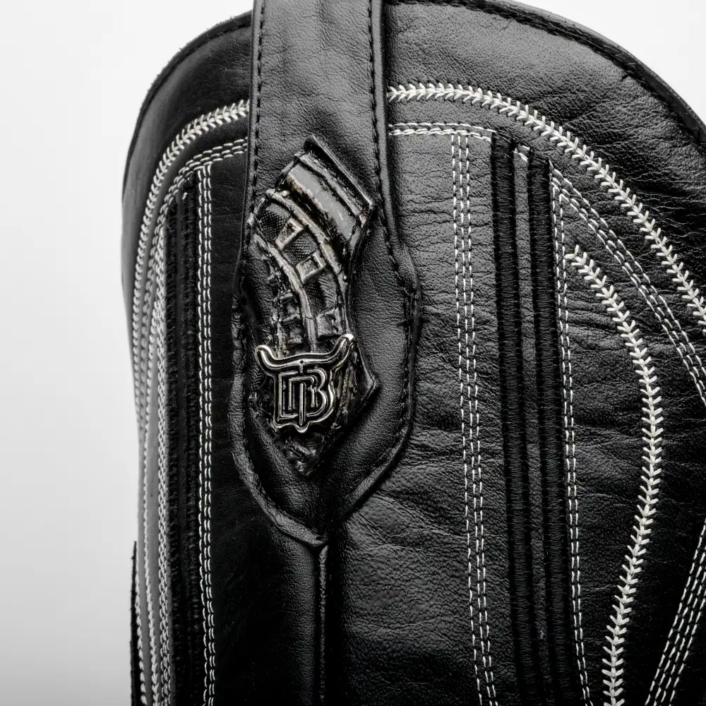 “Ace Of Spades” Grey/Black Leather Boots - Square Toe