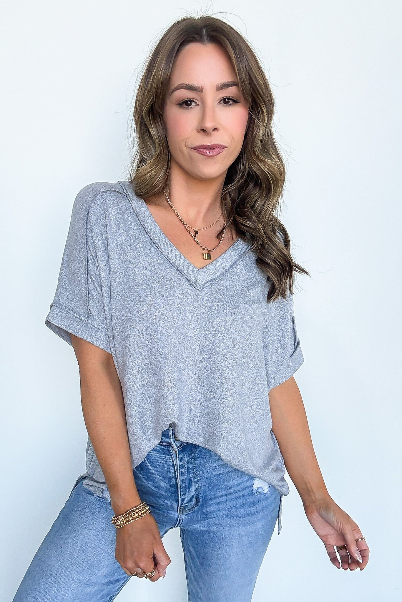 Sunday Morning V-Neck Hacci Knit Tee