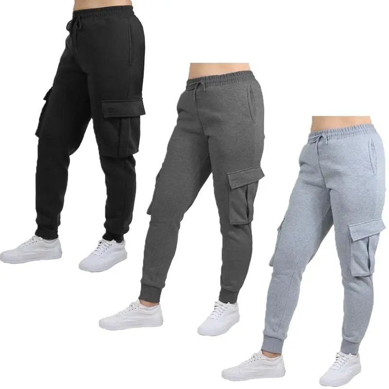 3-Pack Women's Fleece Lined Cargo Jogger Sweatpants