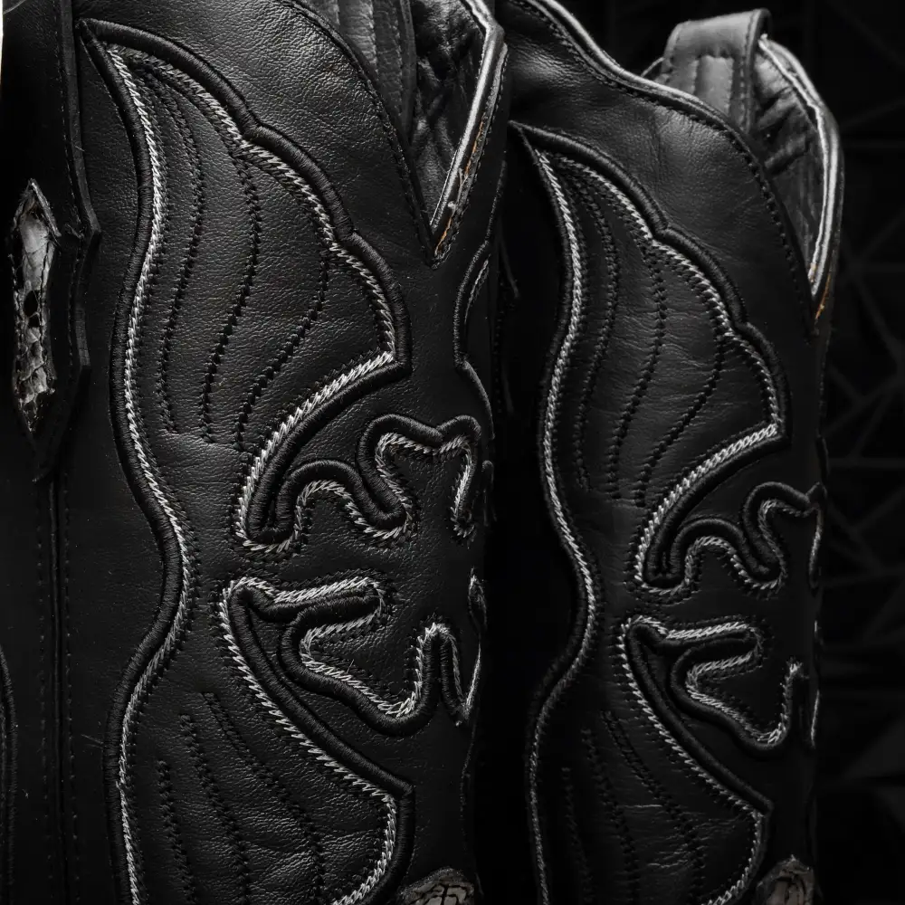 Natural Python Leather Boots - Square Toe