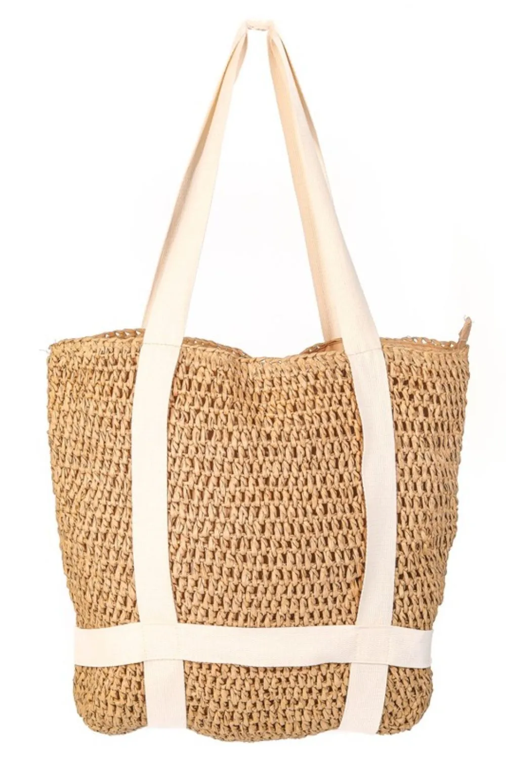 Fame Straw Braided Hat Carrier Tote Bag