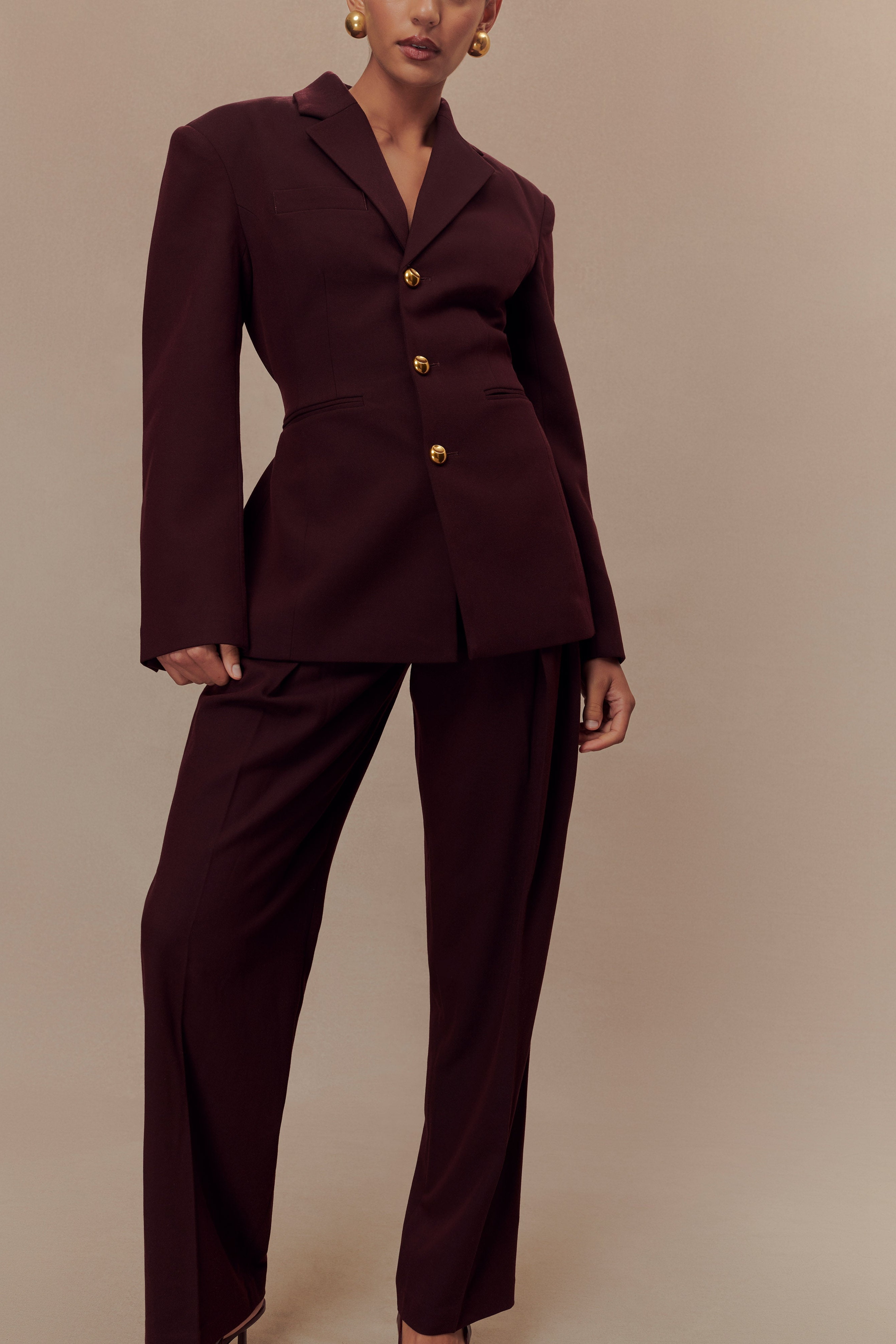 Mahogany Pleated High Waisted Pants