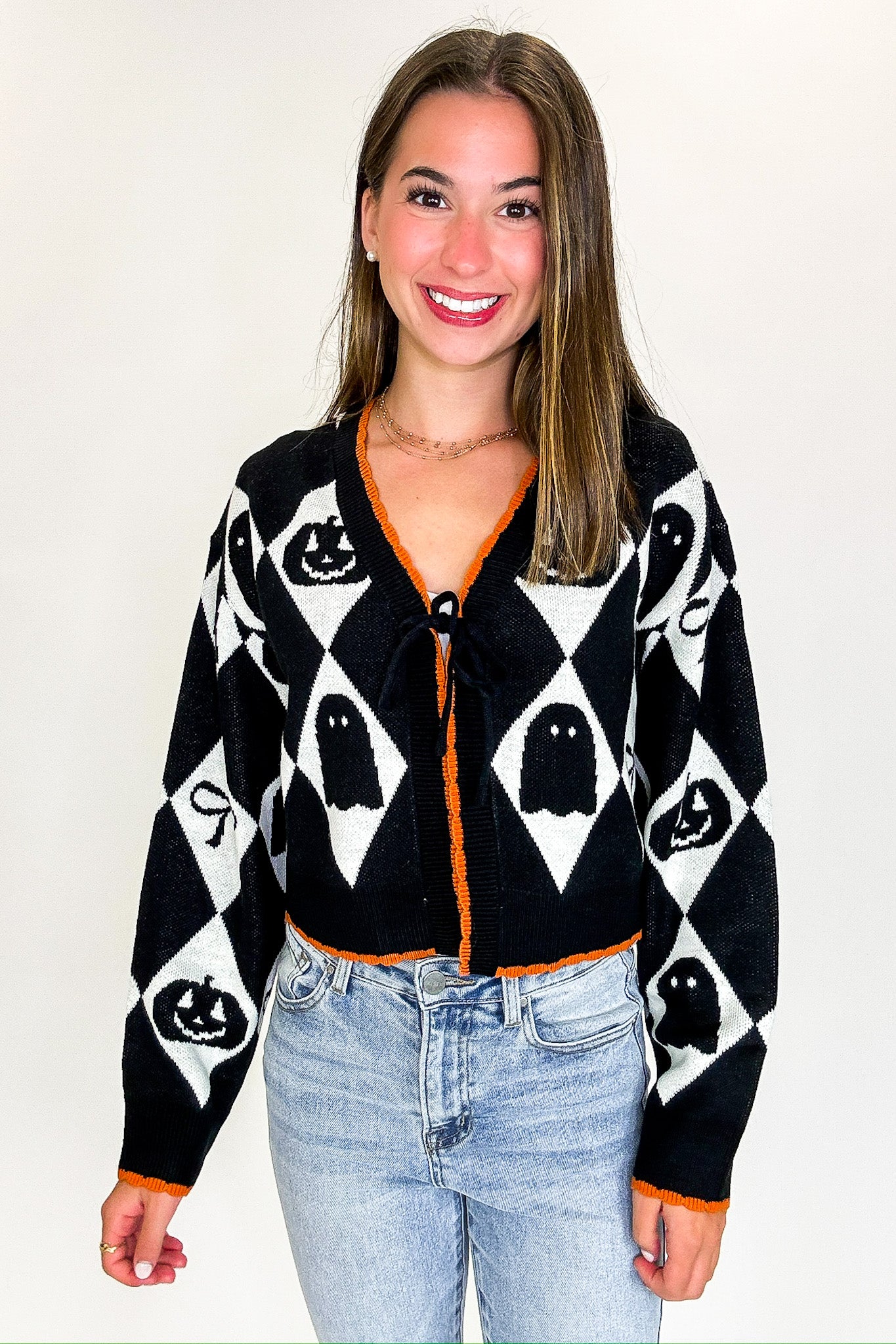 Ghoul Grid Argyle Knit Cardigan - FINAL SALE