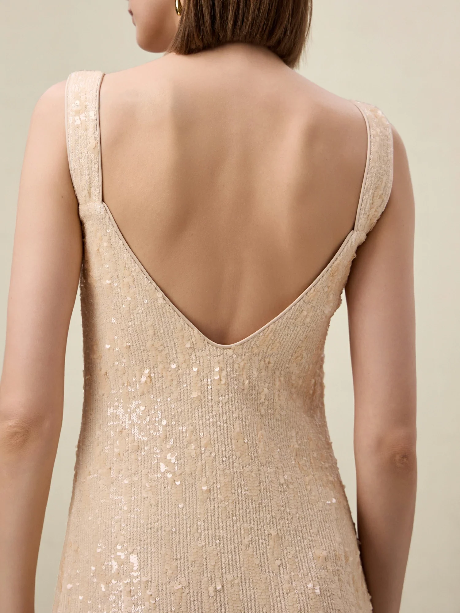 Sleeveless Champagne Sequin Dress