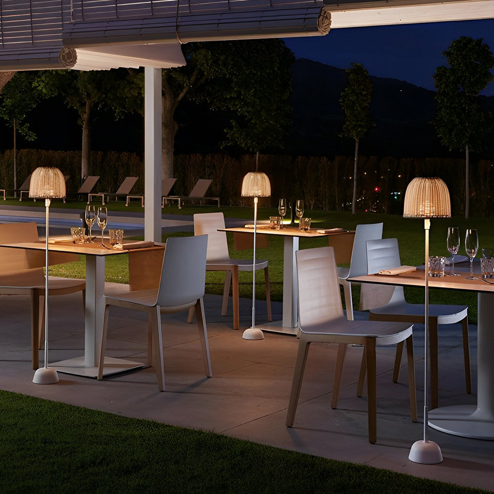 Hand-woven Rattan Waterproof Modern Outdoor Floor Lamp Garden Lights