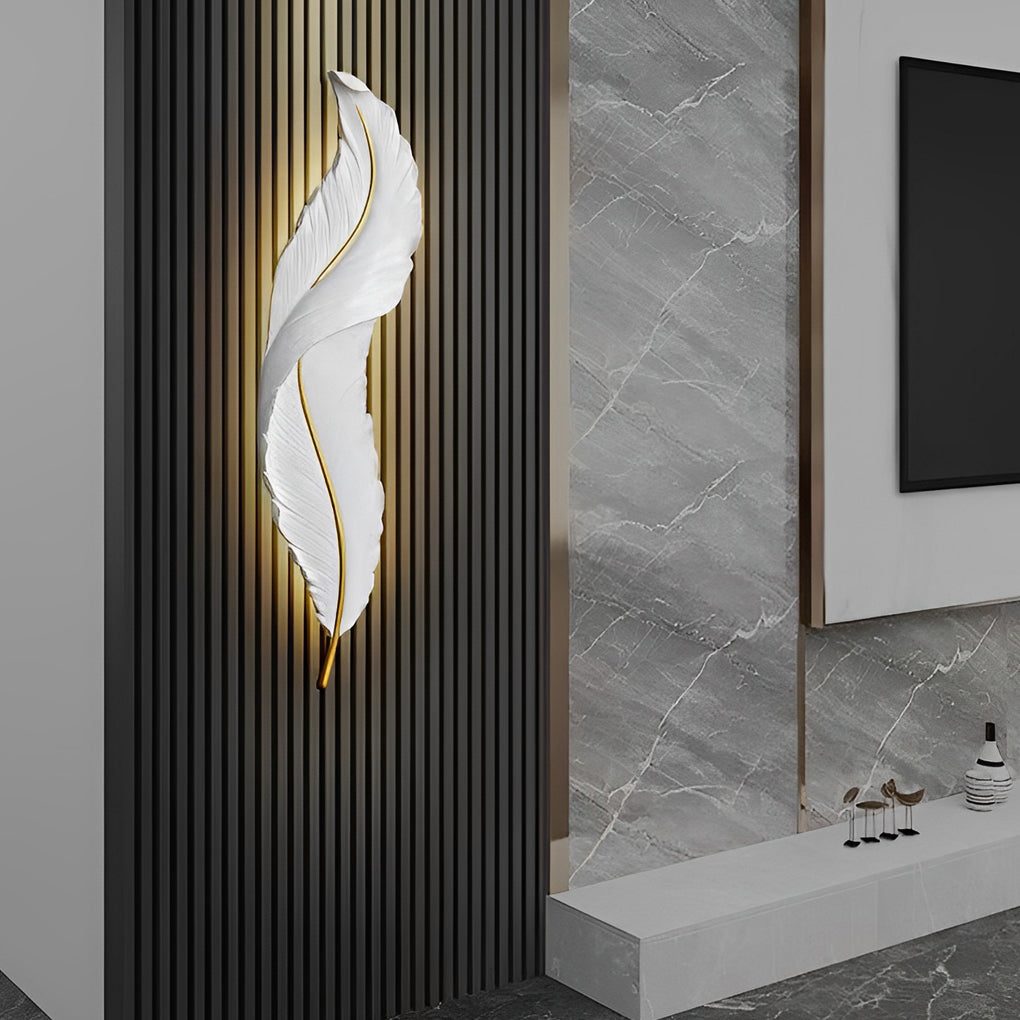 Creative Feathers LED White Luxury Modern Wall Lamp Wall Sconce Lighting