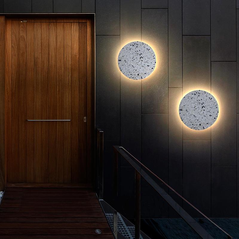 Circular Terrazzo Waterproof Minimalist Outdoor Wall Lights Porch Lights