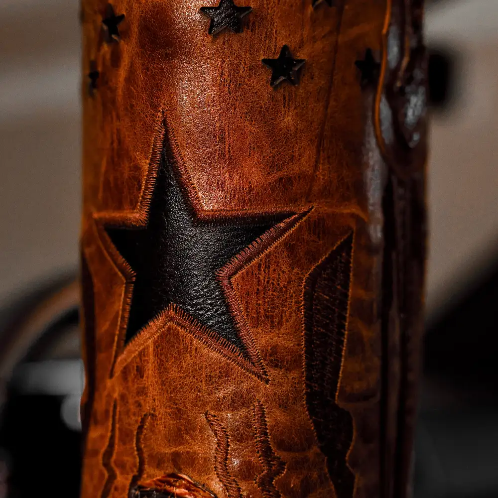 Honey Cognac Python Leather Boots - Square Toe