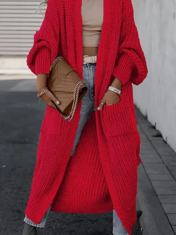 Women's Long Knit Cardigan with Pockets