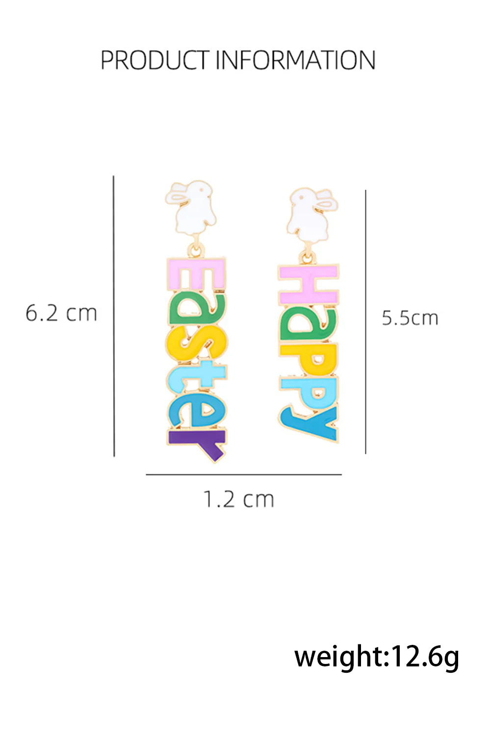 Gold Happy Easter Letter Rabbit Alloy Dangle Earrings