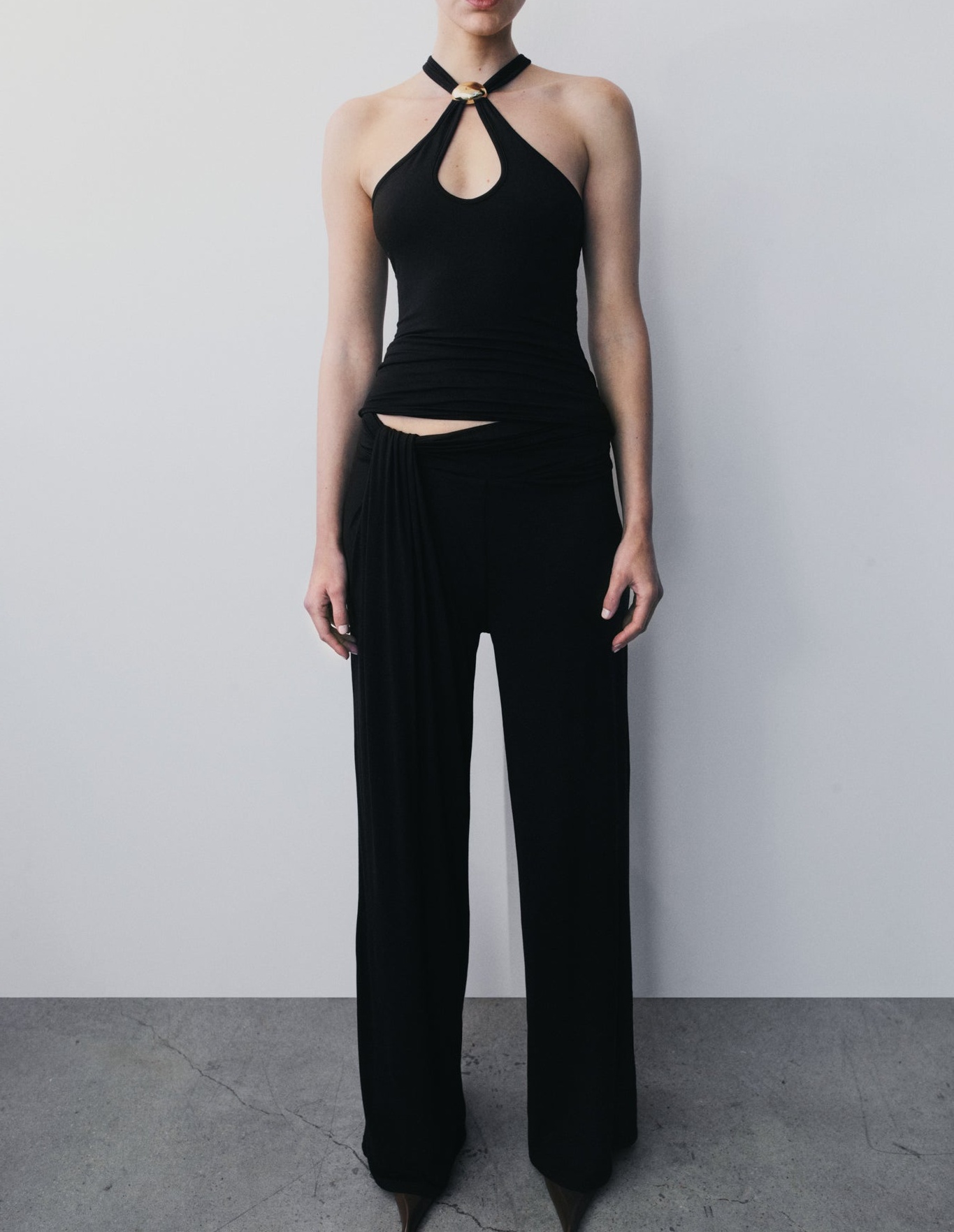 Black Modal Straight Leg Pant