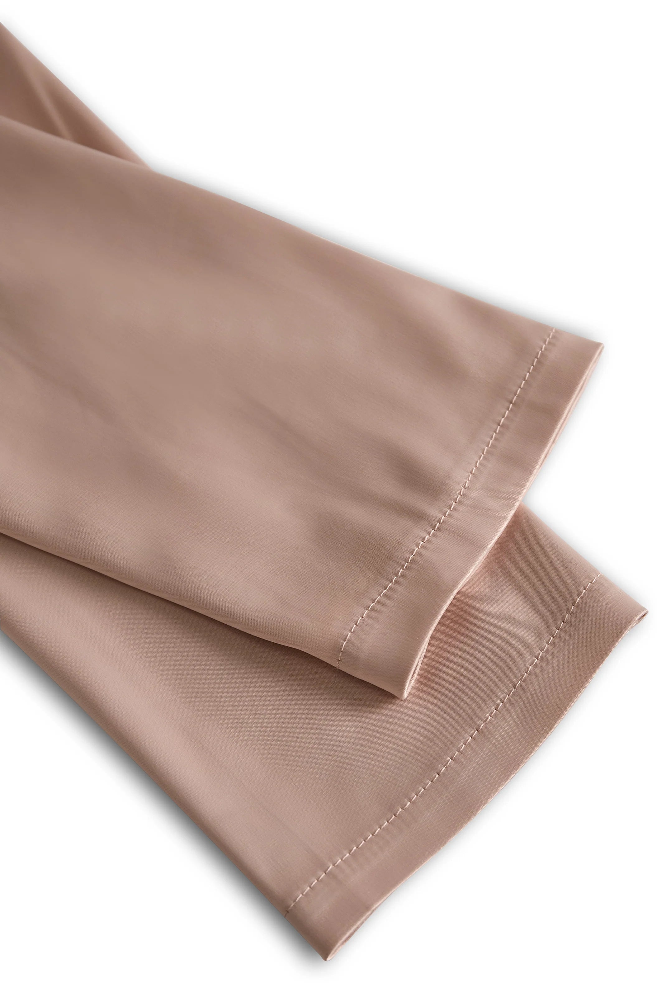 Champagne Satin Square Neck Mini Dress with Long Sleeves