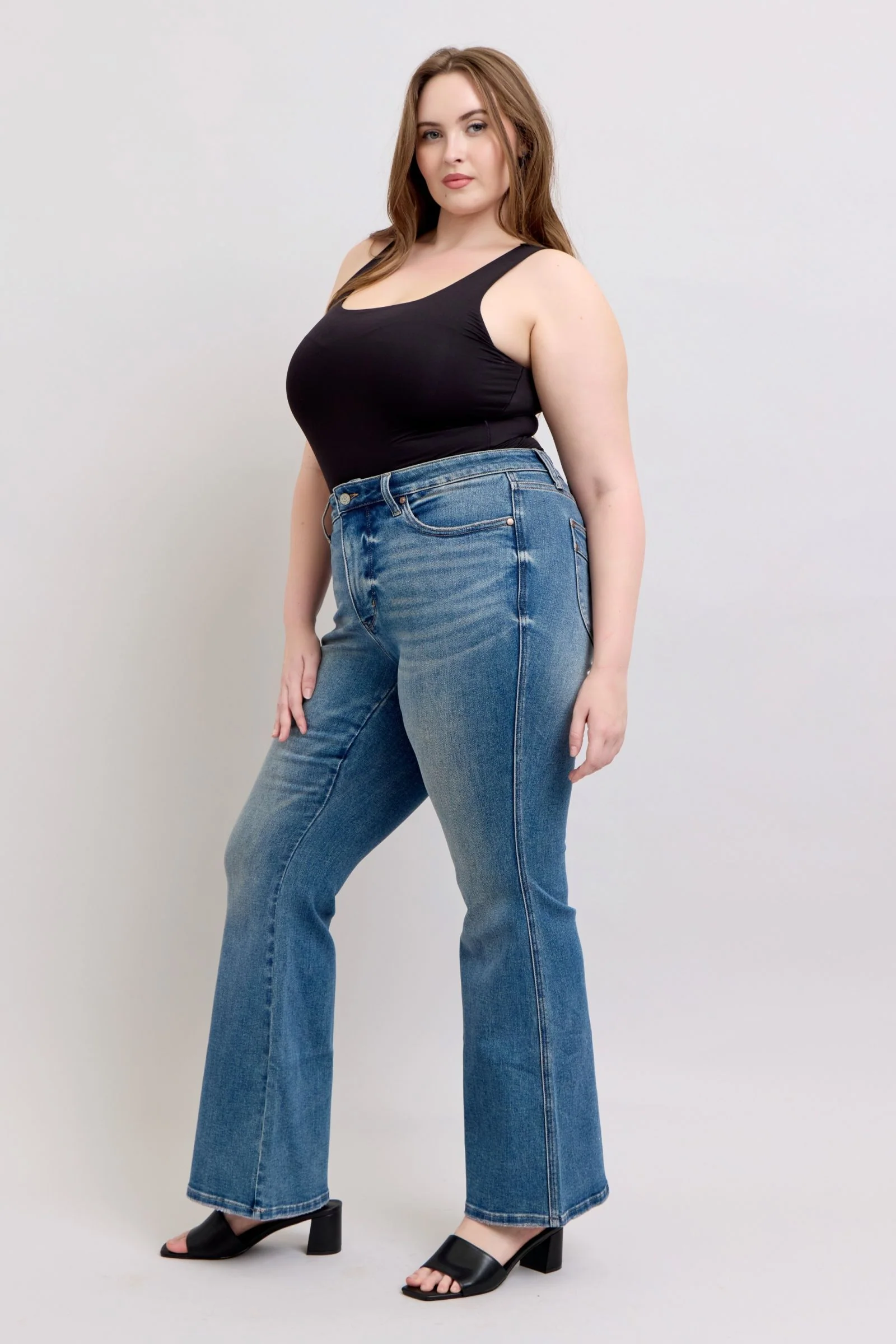 Blue Full Size Tummy Control Vintage Wash Jeans