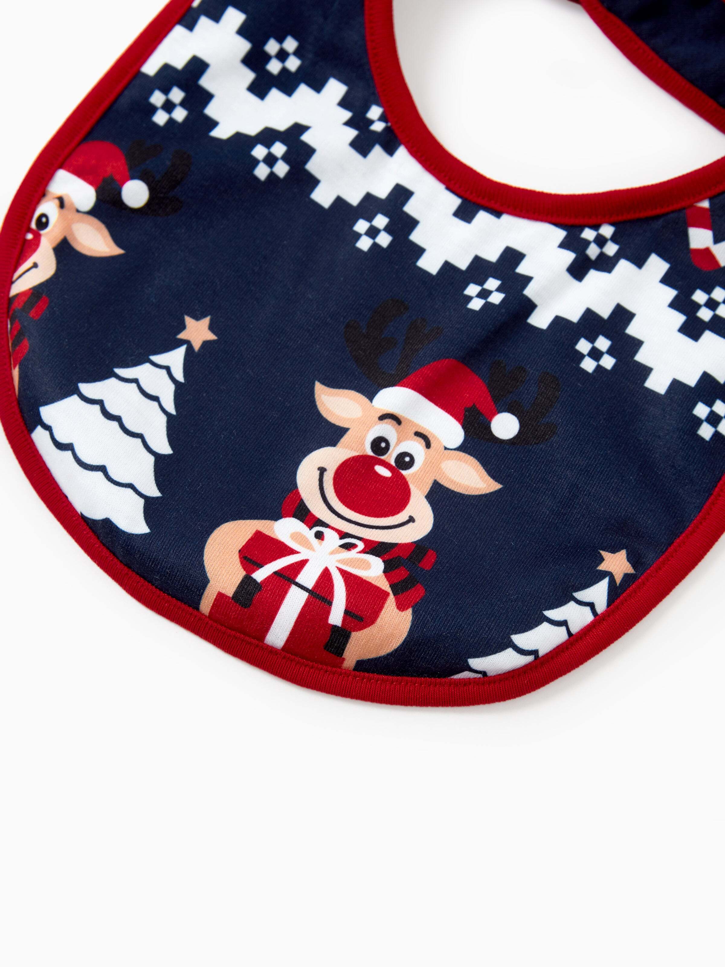 Christmas Matching Family Pajamas Set Reindeer and Snowflake Print PJS Deep Blue