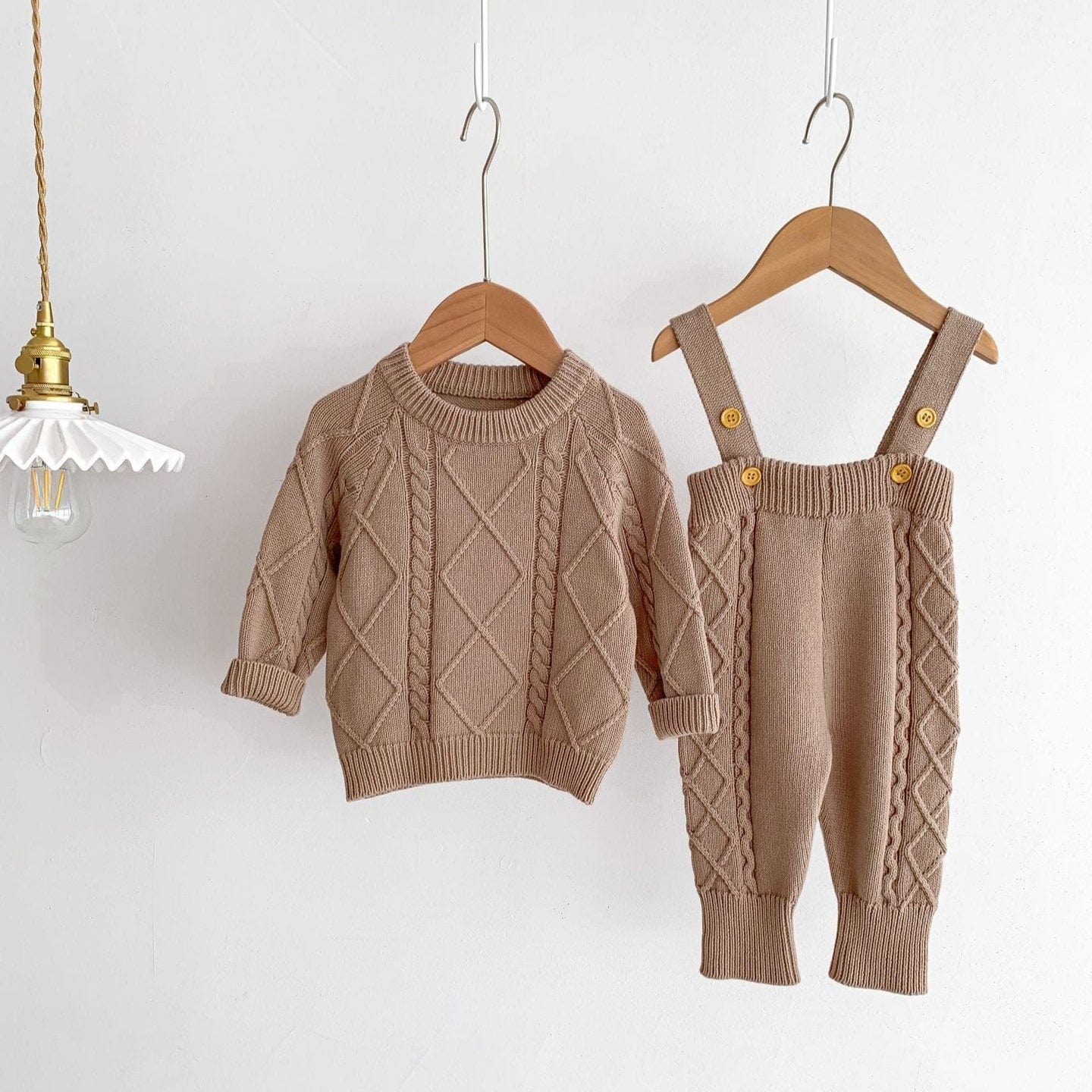 Baby Solid Color Knitted Sweater Overalls