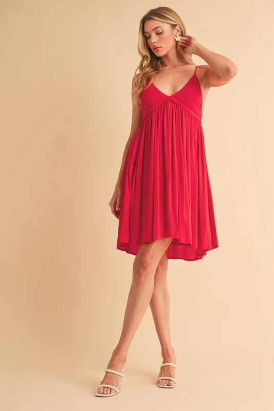 Ruched Plunge Mini Cami Dress