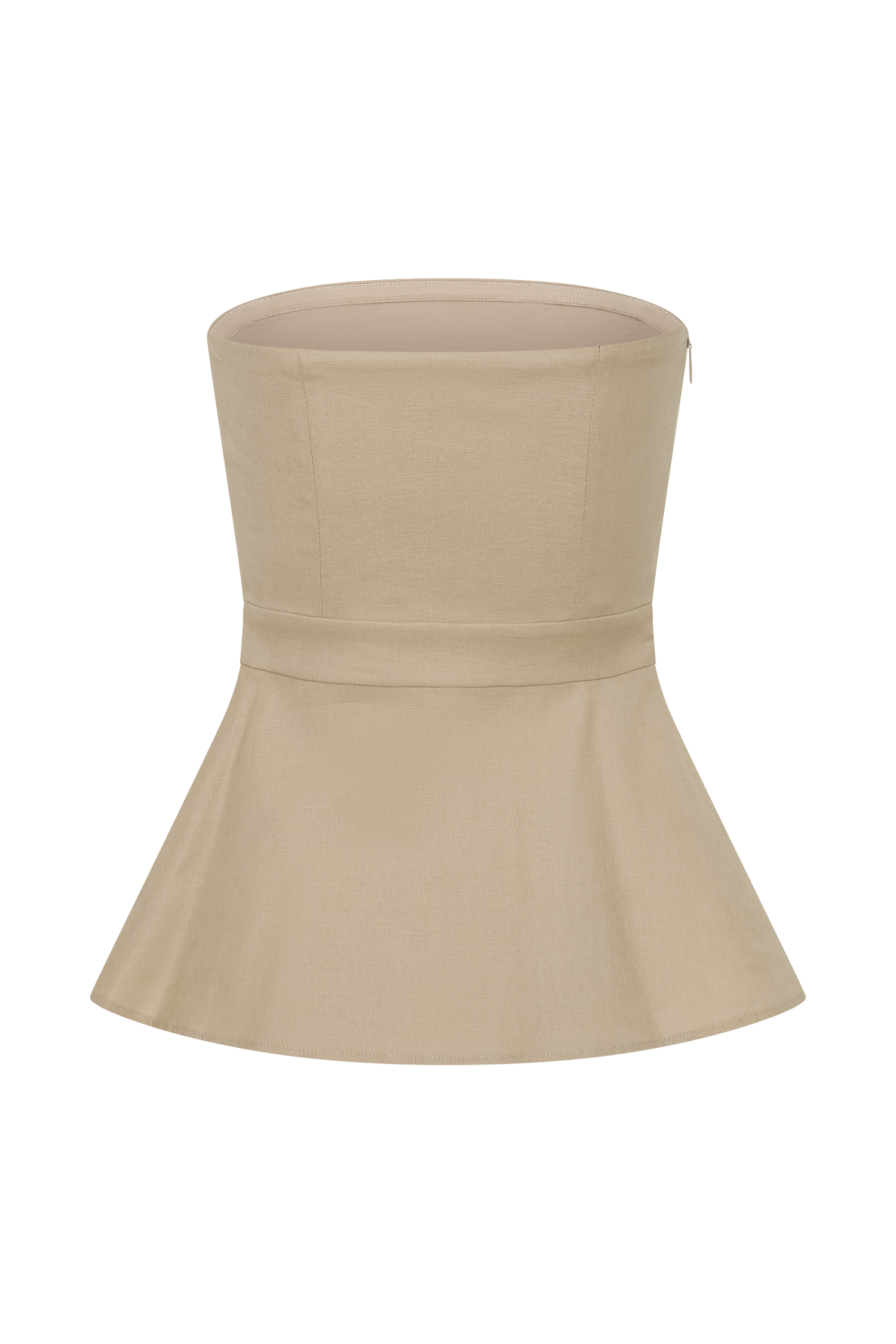 Natural Strapless Linen Top