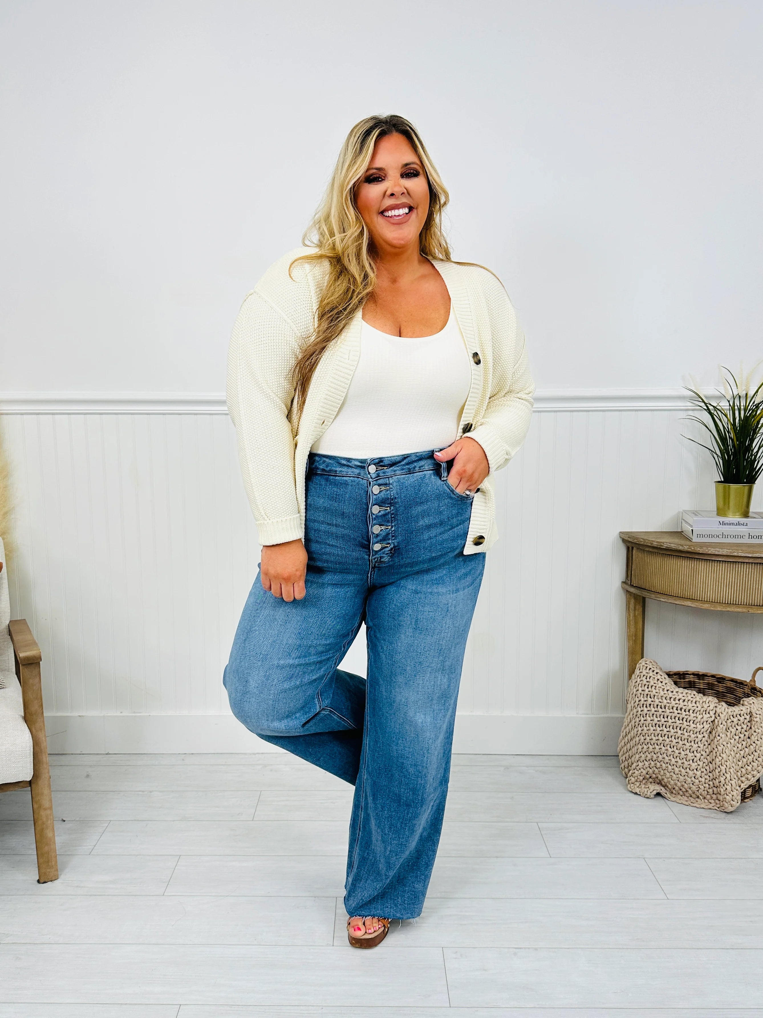 Push Your Buttons Tummy Control Wide Leg Jeans