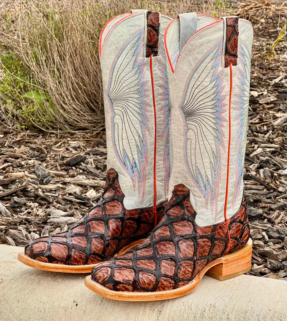 Mens Cognac Piraruco With White Shaft Leather Boots