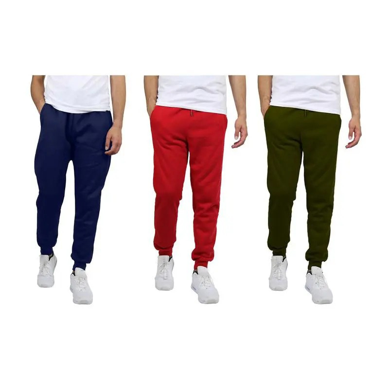 Men's 3 Pack Fleece Active Athletic Jogger Sweatpants with Drawstring
