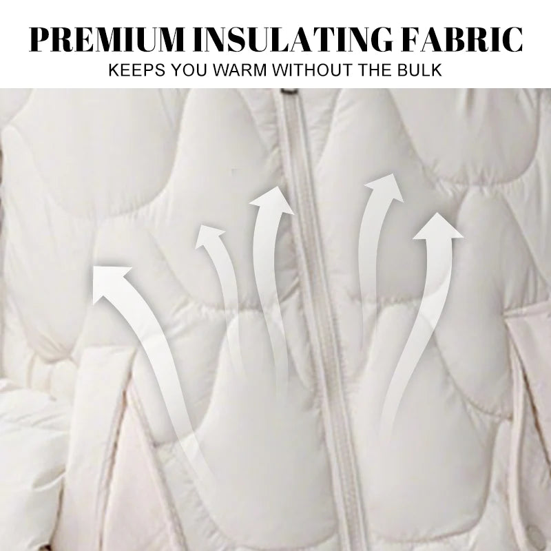 Short warm winter jacket for women – quilted jacket with hood and pockets