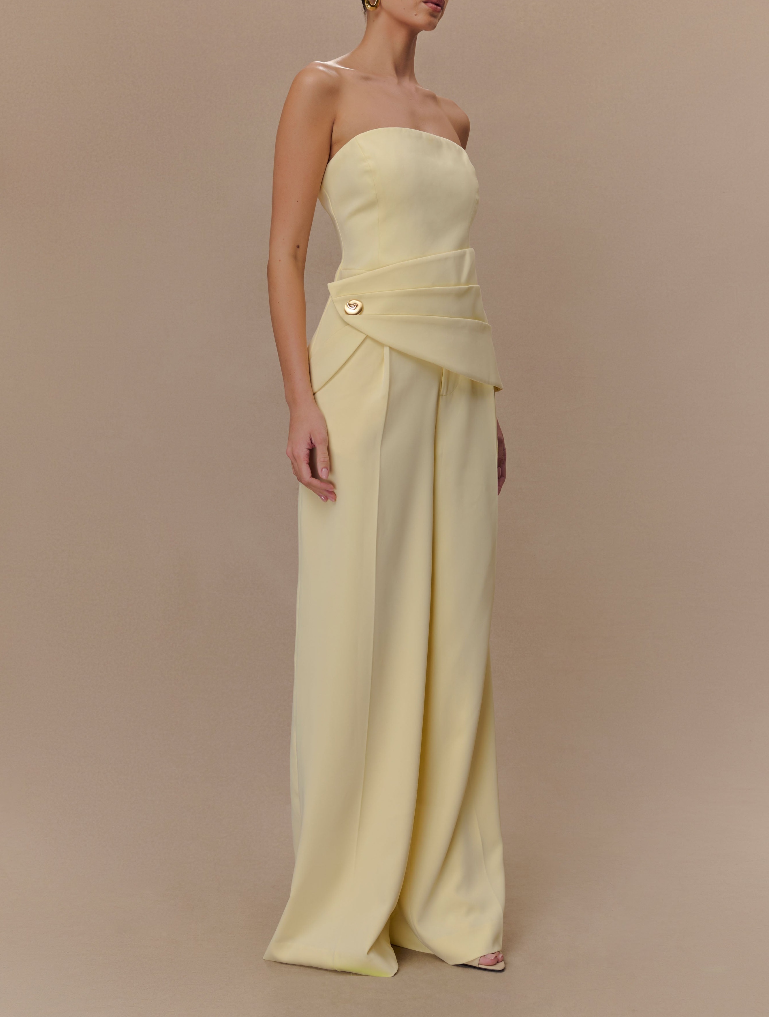 Cream Strapless Suiting Top