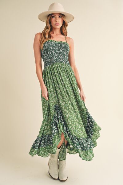 Ditsy Floral Ruffled Hem Maxi Cami Dress
