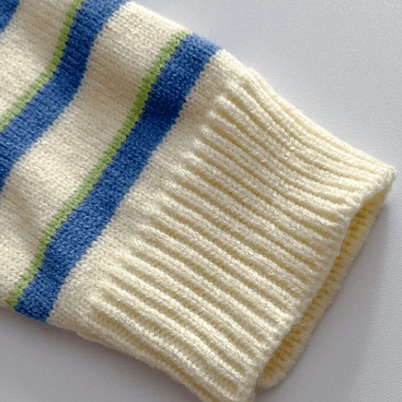 Baby Blue Striped Polo Romper/Sweater