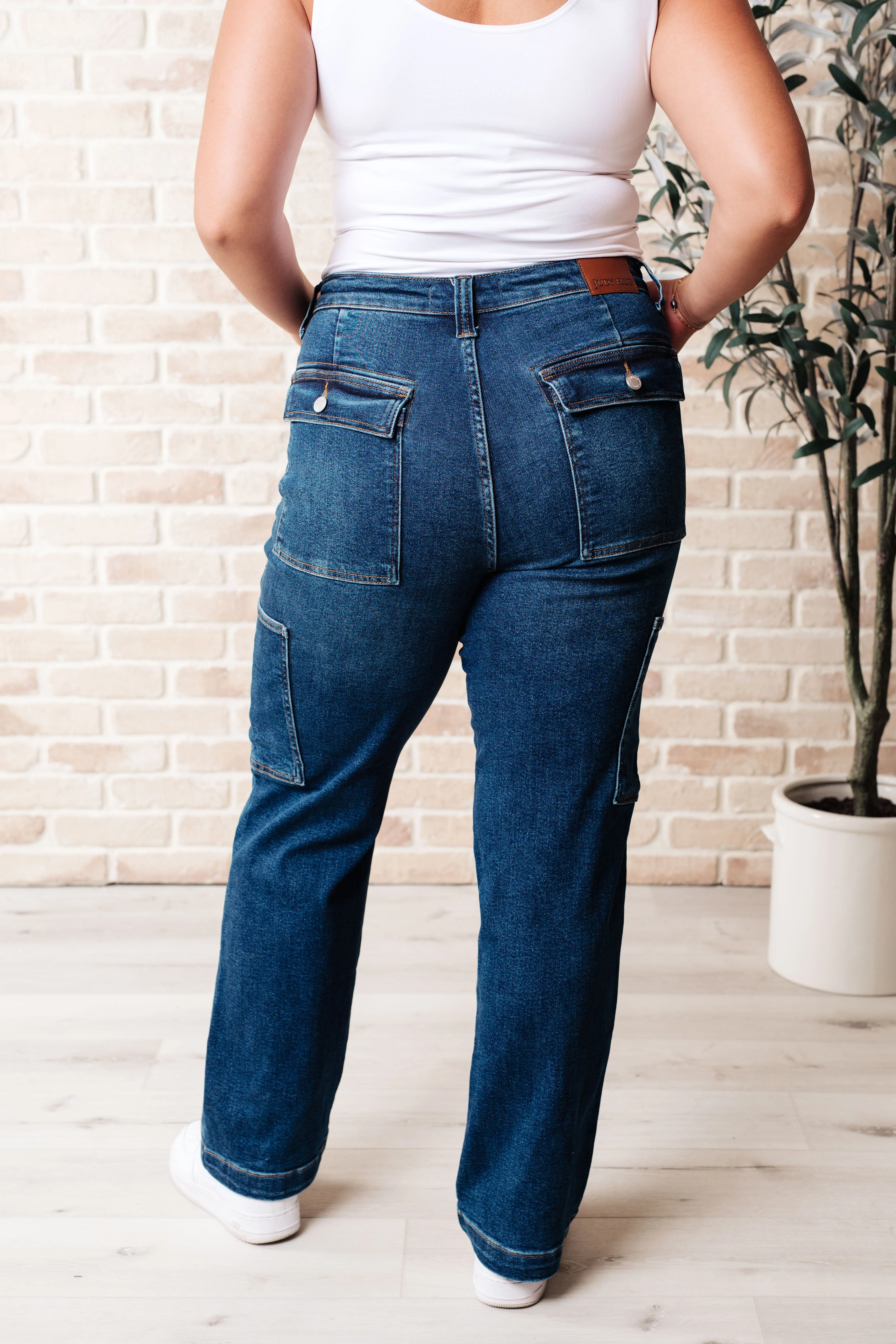 High Rise Cargo Straight Jeans