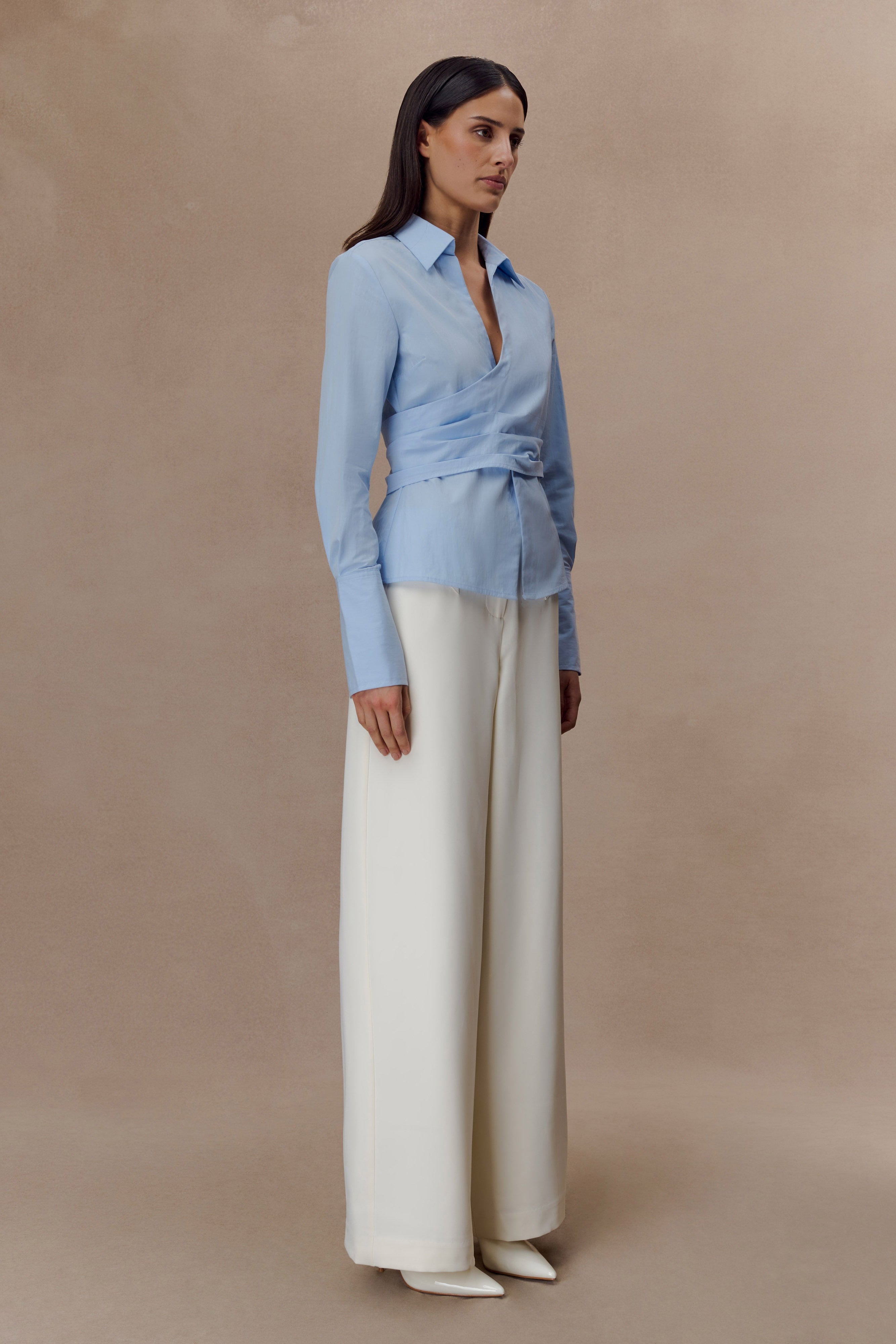 Blue Wrap Cotton Shirt