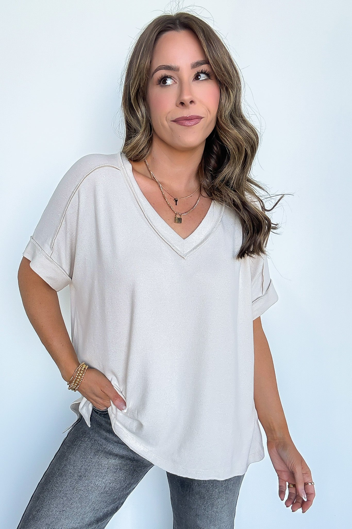 Sunday Morning V-Neck Hacci Knit Tee