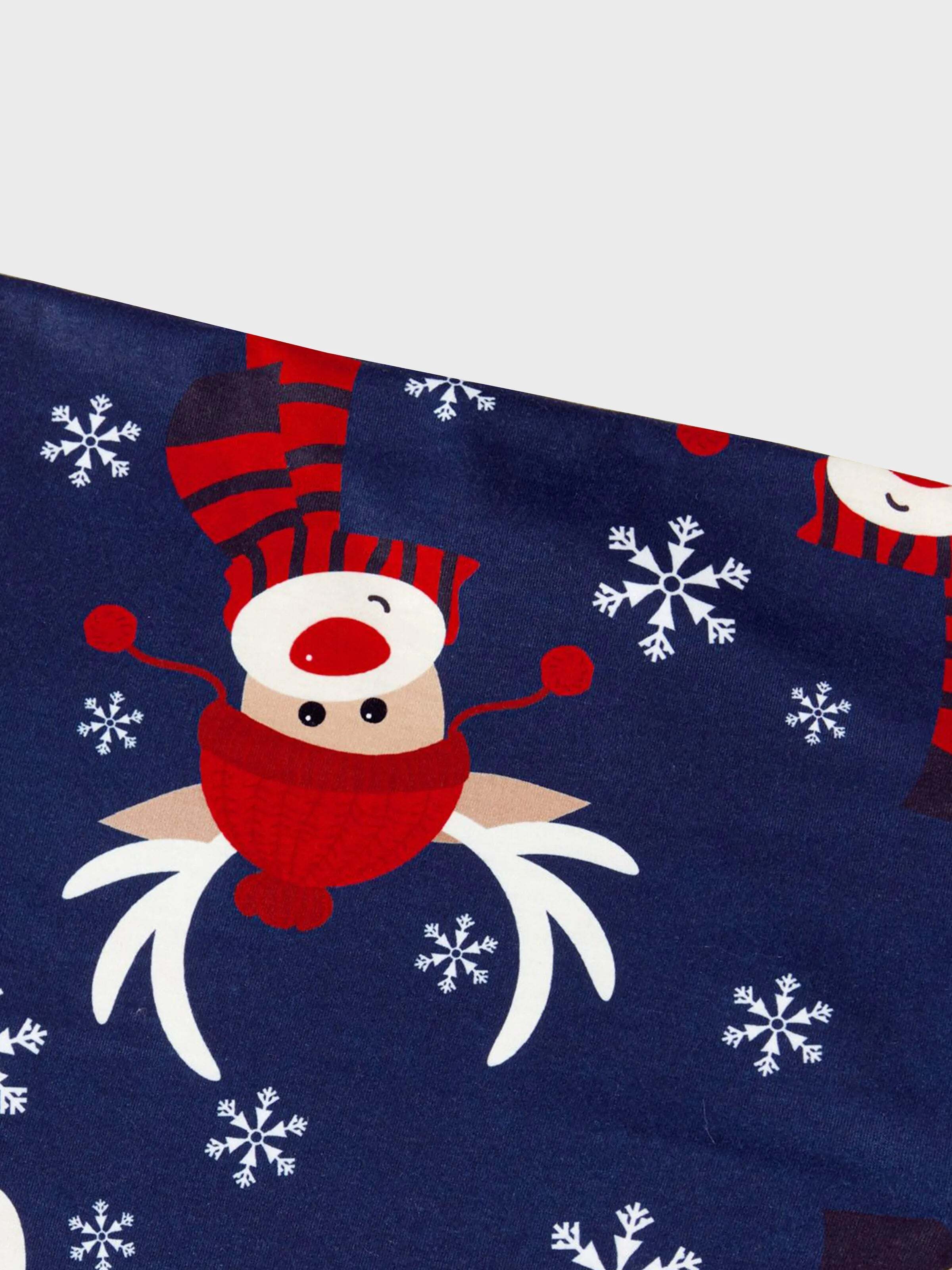 Christmas Family Pajamas Reindeer Pattern Big Graphic Raglan Sleeves Pajamas Sets with Christmas Socks Dark blue/White/Red