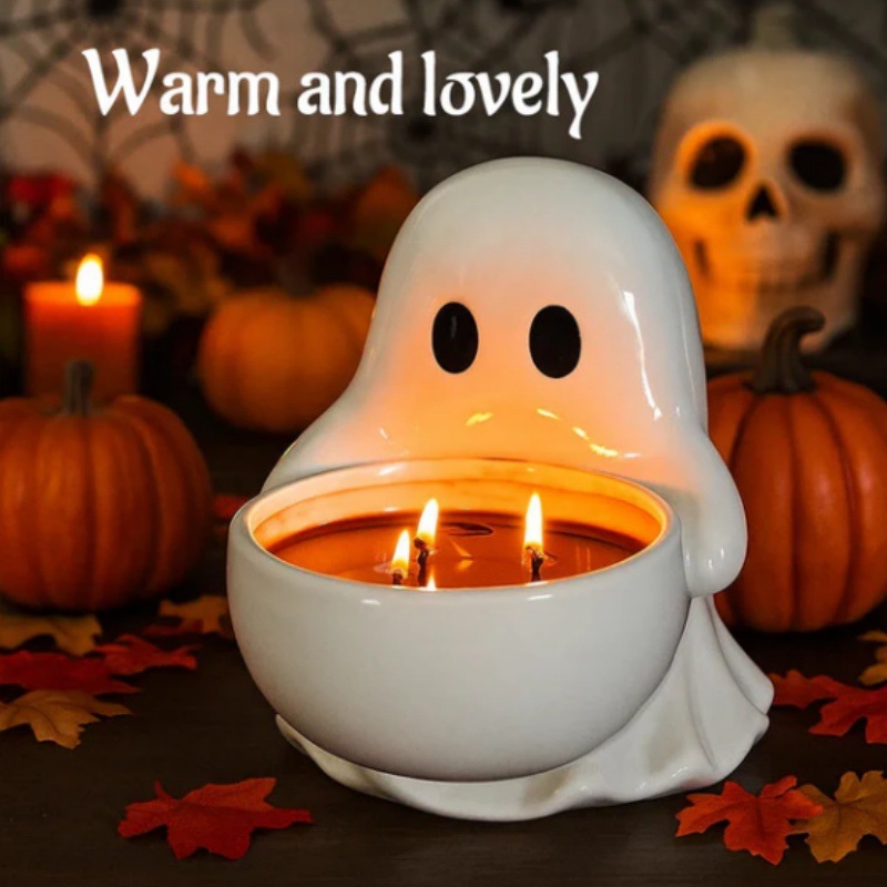 Cute Ceramic Ghost Light Candle Holders